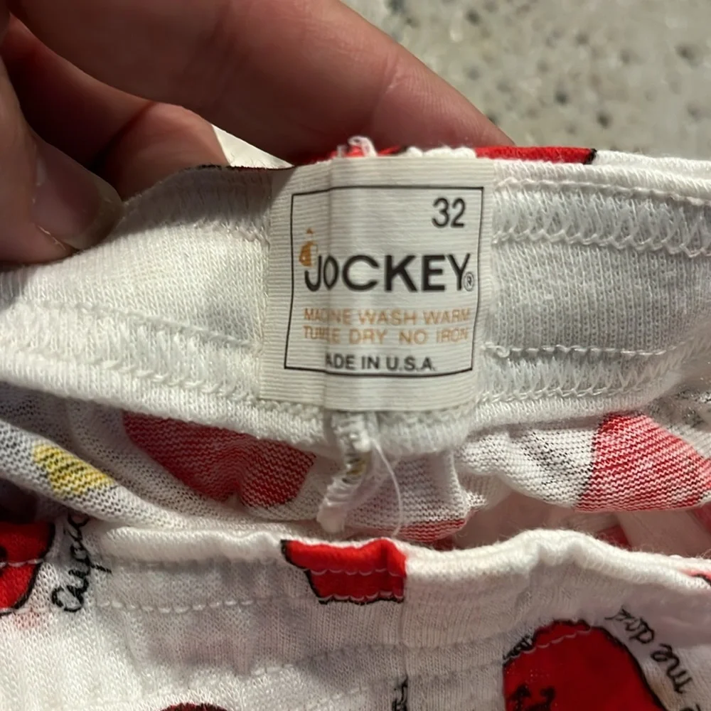 VINTAGE NOVELTY JOCKEY PRINTED CUPID MADE ME DO IT BRIEFS WHI RED BLK SIZE M